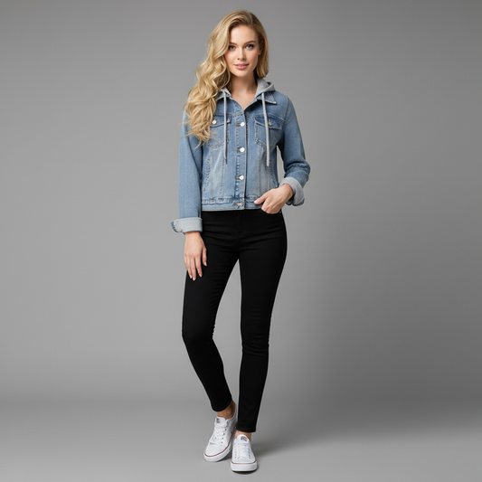 Denim Jacket with Removable Hood | Women's Jacket