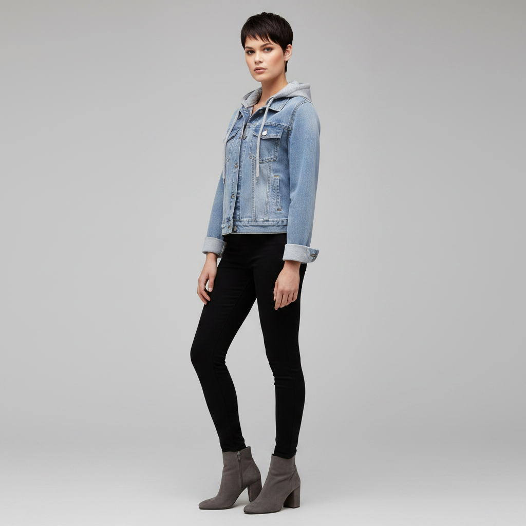 Denim Jacket with Removable Hood | Women's Jacket