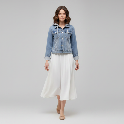 Denim Jacket with Removable Hood | Women's Jacket