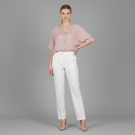 Elegant V-Neck Blouse | Women's Long Sleeve Top